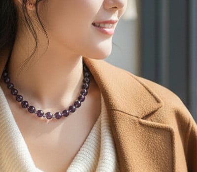 [고국배송] A급 자수정건강목걸이(선물포장)