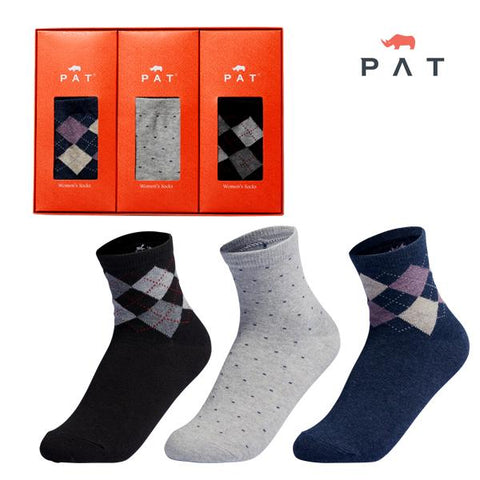 [한국배송] PAT 여성 삼각도트 중목 3족세트 (양말선물세트)