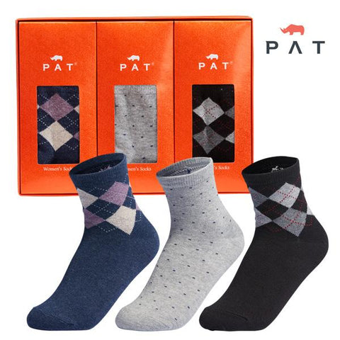 [한국배송] PAT 여성 삼각도트 중목 3족세트 (양말선물세트)